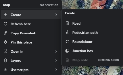Map create context menu