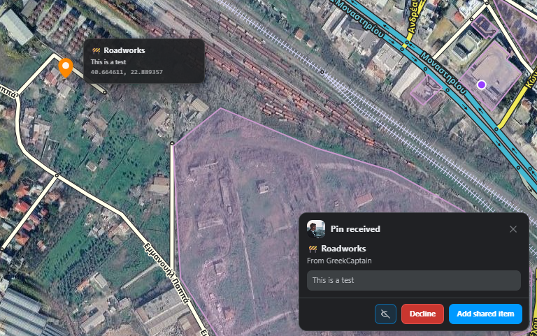 Received pin preview and notification inside Waze Map Editor
