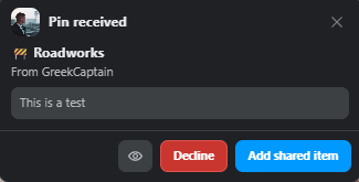 Pin received notification